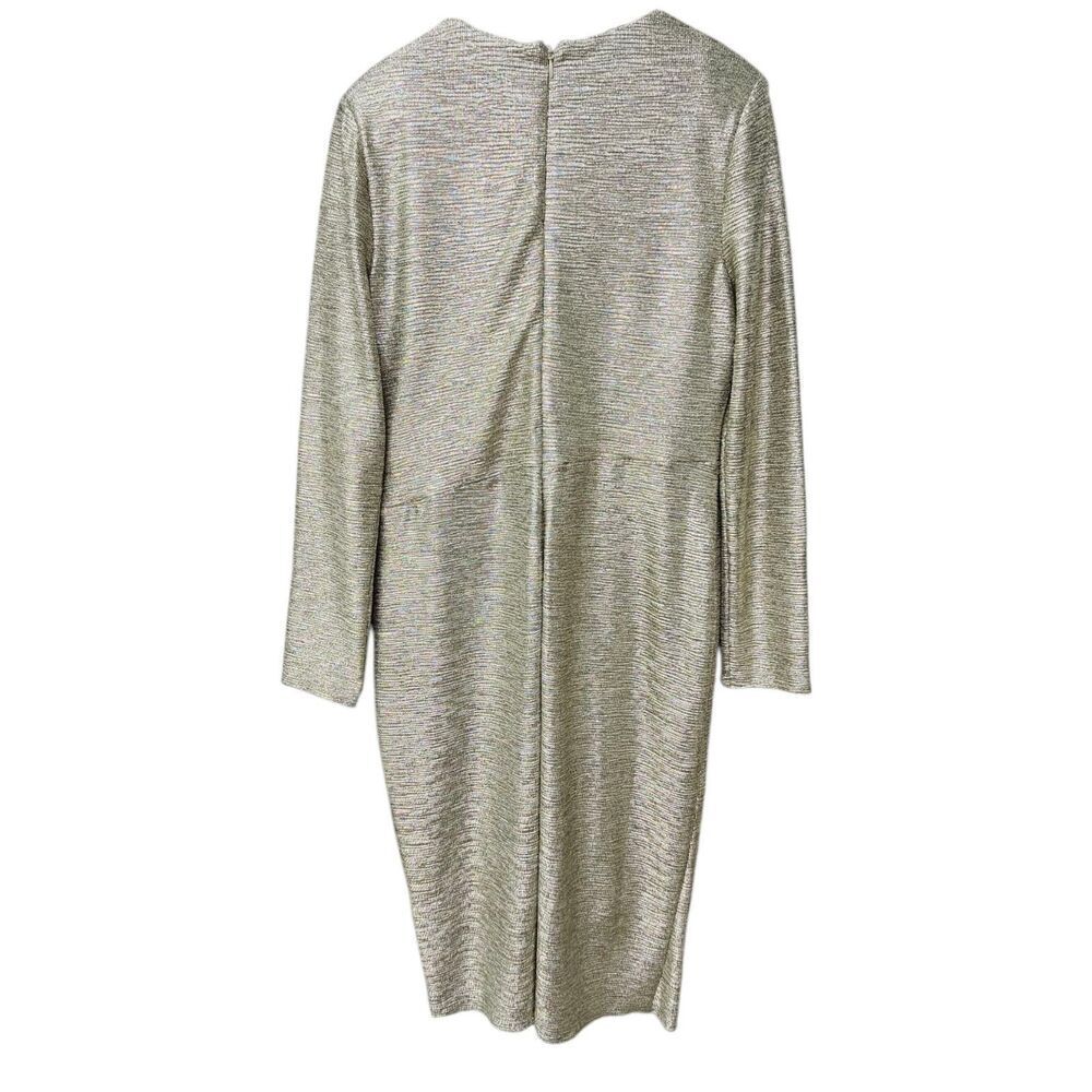 Adrianna Papell Gold Faux Wrap Asymmetric Coctail Dress Size 12 Party Wedding - Picture 2 of 11